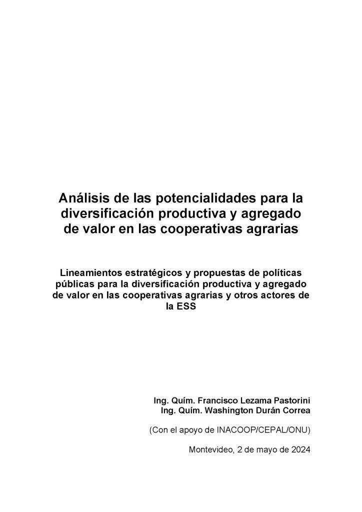 Análisis de las potencialidades para la diversificación productiva y agregado de valor en las cooperativas agrarias